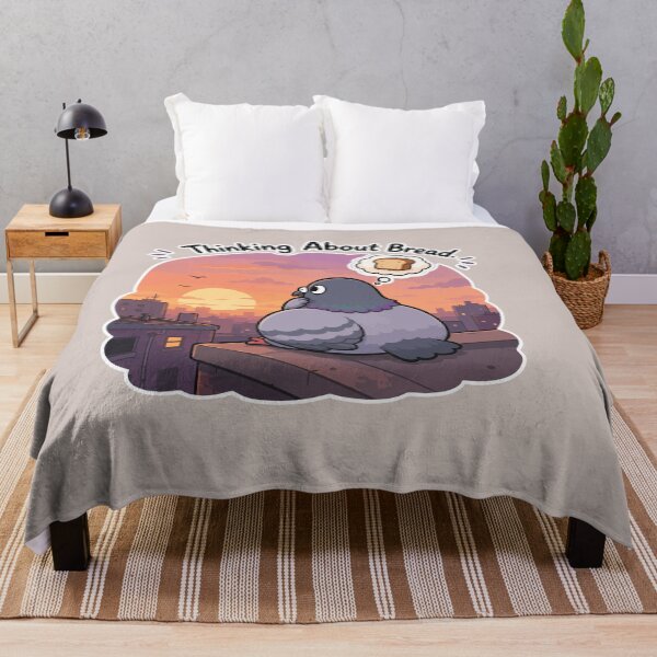 Item preview, Thinking About Bread Funny Pigeon Sunset Bird Sticker Cute Meme designed and sold by SimplePoDesign.