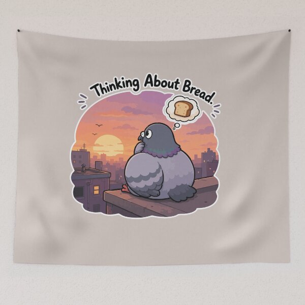 Item preview, Thinking About Bread Funny Pigeon Sunset Bird Sticker Cute Meme designed and sold by SimplePoDesign.