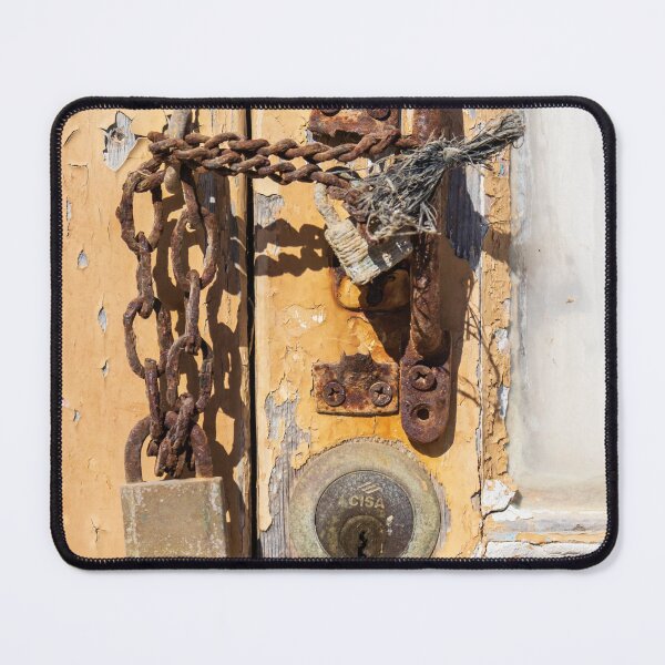 Item preview, Rusty Padlock On Weathered Wooden Door With Peeling Paint, Vintage Keyhole And Texture designed and sold by Nmallia.