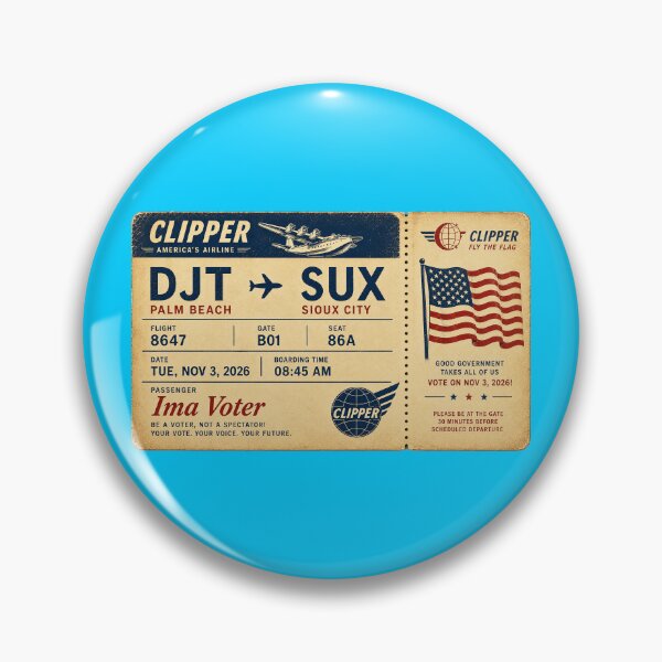 Item preview, ✈️ DJT → SUX Boarding Pass - LAST CALL FOR DEMOCRACY COLLECTION ✈️ - Vintage Classic Clipper - Passenger Ima Voter designed and sold by WheelieGdArt.