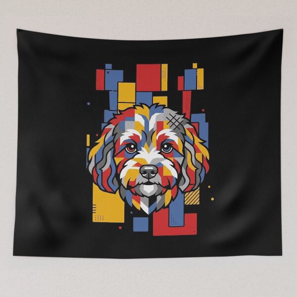 Item preview, Funny Cavapoo Colorful Blocks Geometric Art Mom Dad Kids designed and sold by FurryHavenPH.