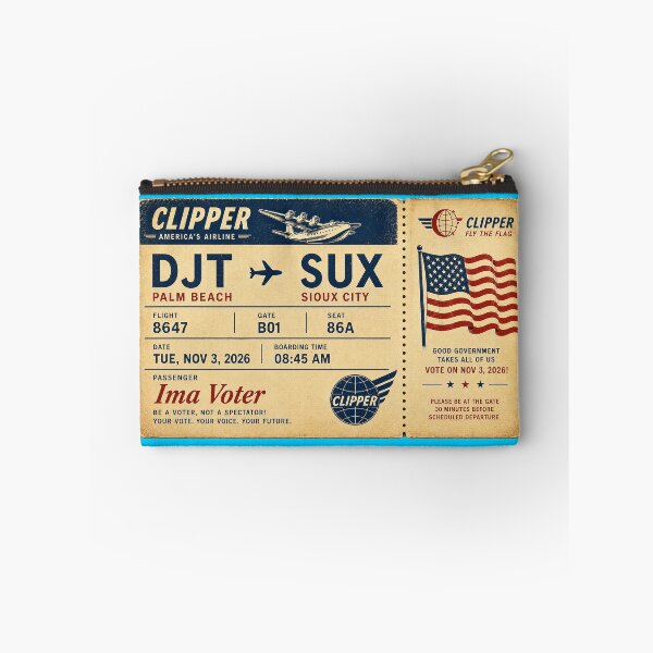 Item preview, ✈️ DJT → SUX Boarding Pass - LAST CALL FOR DEMOCRACY COLLECTION ✈️ - Vintage Classic Clipper - Passenger Ima Voter designed and sold by WheelieGdArt.