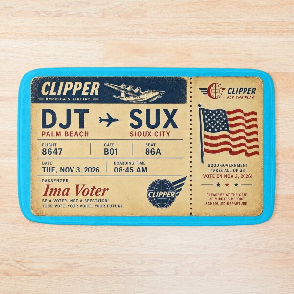 Item preview, ✈️ DJT → SUX Boarding Pass - LAST CALL FOR DEMOCRACY COLLECTION ✈️ - Vintage Classic Clipper - Passenger Ima Voter designed and sold by WheelieGdArt.