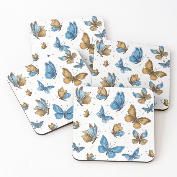 Item preview, Butterflies, blue and gold butterflies, butterfly pattern, wildlife, nature conservation, summer pattern designed and sold by ArtbySvetik.
