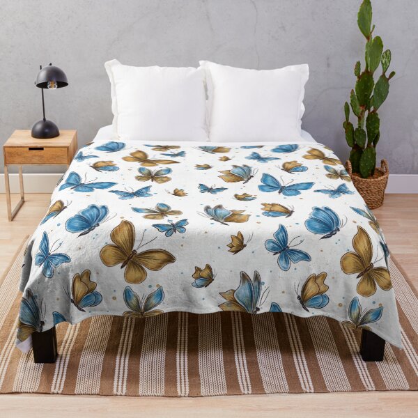 Item preview, Butterflies, blue and gold butterflies, butterfly pattern, wildlife, nature conservation, summer pattern designed and sold by ArtbySvetik.