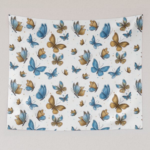 Item preview, Butterflies, blue and gold butterflies, butterfly pattern, wildlife, nature conservation, summer pattern designed and sold by ArtbySvetik.