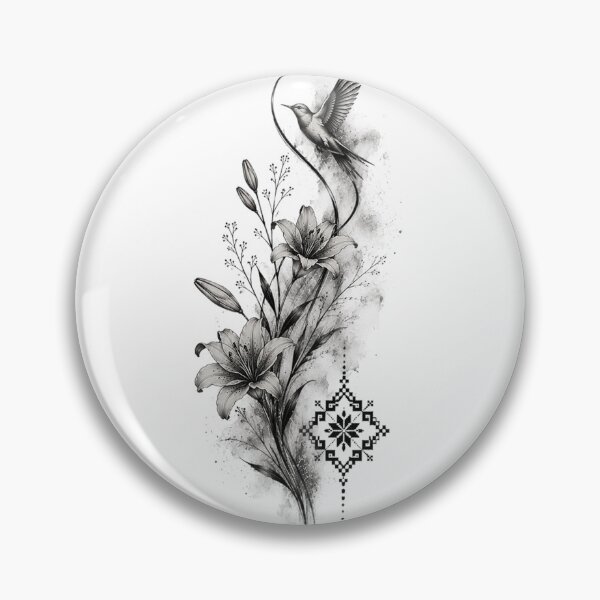 Item preview, Vintage Lily & Hummingbird Botanical Illustration designed and sold by PetalGarden.