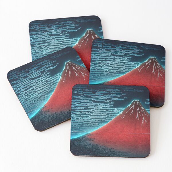 Item preview, Moonlight Glow Red Fuji | Neon Ukiyo-e Re:Mix | Japanese Art | Mount Fuji Metal designed and sold by vekotpu.