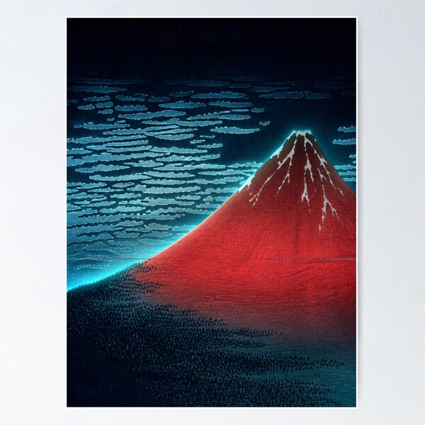 Item preview, Moonlight Glow Red Fuji | Neon Ukiyo-e Re:Mix | Japanese Art | Mount Fuji Metal designed and sold by vekotpu.