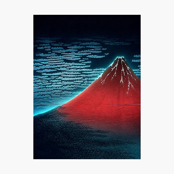 Item preview, Moonlight Glow Red Fuji | Neon Ukiyo-e Re:Mix | Japanese Art | Mount Fuji Metal designed and sold by vekotpu.