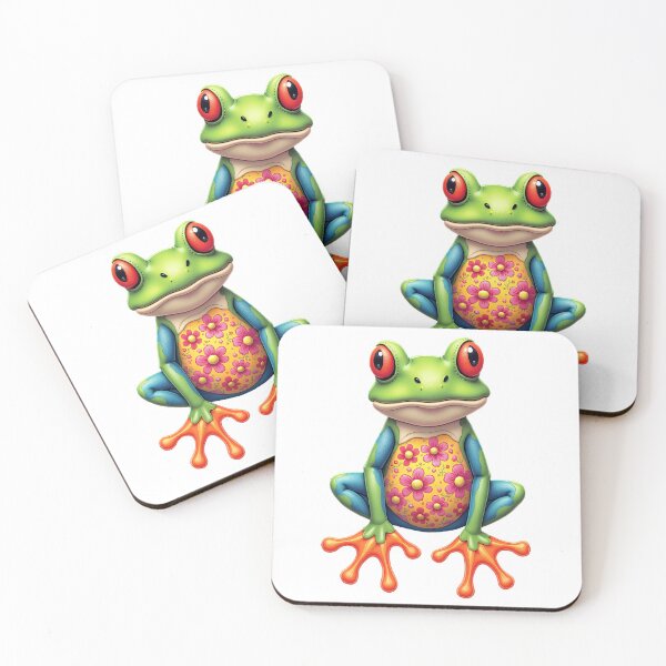 Item preview, Cute Floral Frog | Colorful Red-Eyed Tree Frog Art designed and sold by WonderWaresGifts.