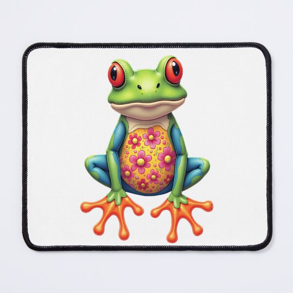 Item preview, Cute Floral Frog | Colorful Red-Eyed Tree Frog Art designed and sold by WonderWaresGifts.