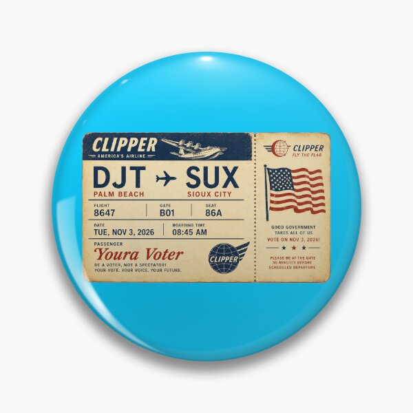 Item preview, ✈️ DJT → SUX Boarding Pass - LAST CALL FOR DEMOCRACY COLLECTION ✈️ - Vintage Classic Clipper - Passenger Youra Voter designed and sold by WheelieGdArt.