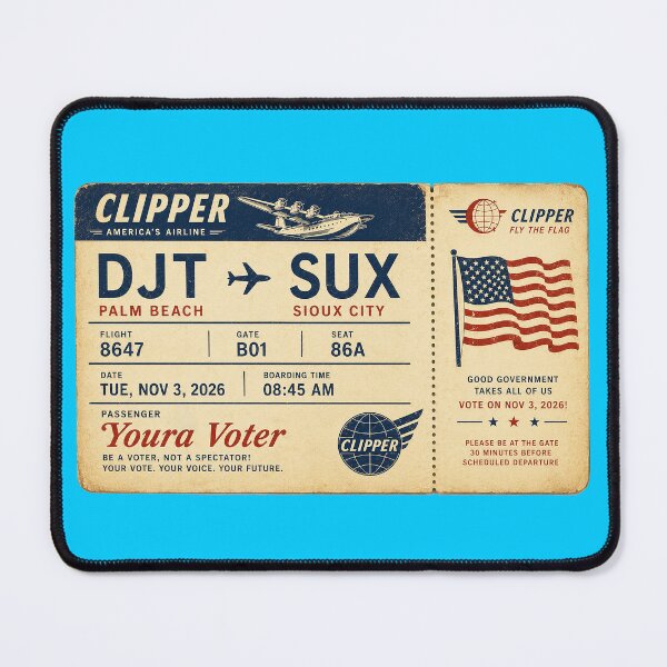 Item preview, ✈️ DJT → SUX Boarding Pass - LAST CALL FOR DEMOCRACY COLLECTION ✈️ - Vintage Classic Clipper - Passenger Youra Voter designed and sold by WheelieGdArt.