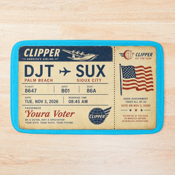 Item preview, ✈️ DJT → SUX Boarding Pass - LAST CALL FOR DEMOCRACY COLLECTION ✈️ - Vintage Classic Clipper - Passenger Youra Voter designed and sold by WheelieGdArt.