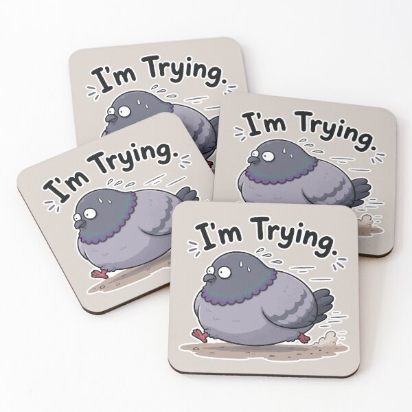 Item preview, I'm Trying Funny Pigeon Running Bird Meme Sticker Cute Reaction designed and sold by SimplePoDesign.