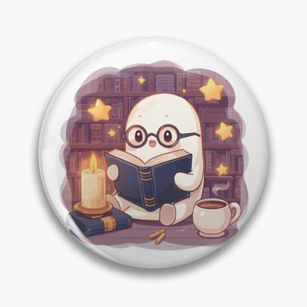 Item preview, Library Ghost Reading Club | Cute Bookworm Ghost Sticker designed and sold by Stylestickers55.