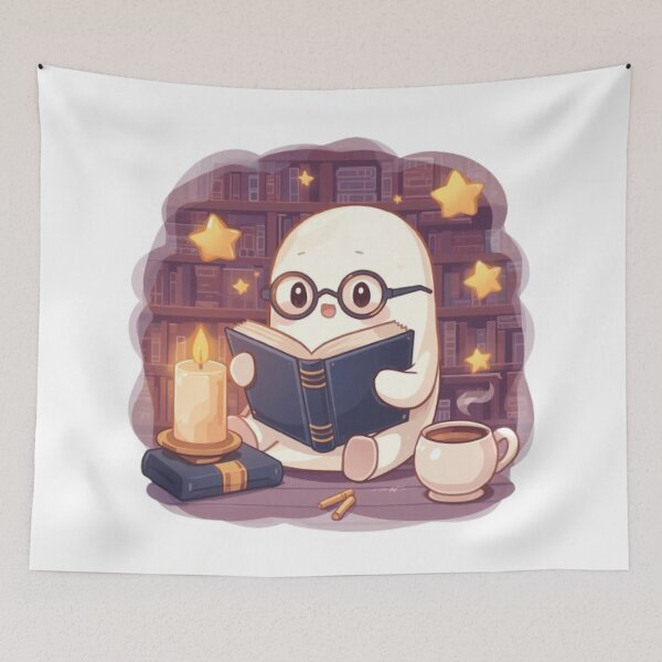 Item preview, Library Ghost Reading Club | Cute Bookworm Ghost Sticker designed and sold by Stylestickers55.