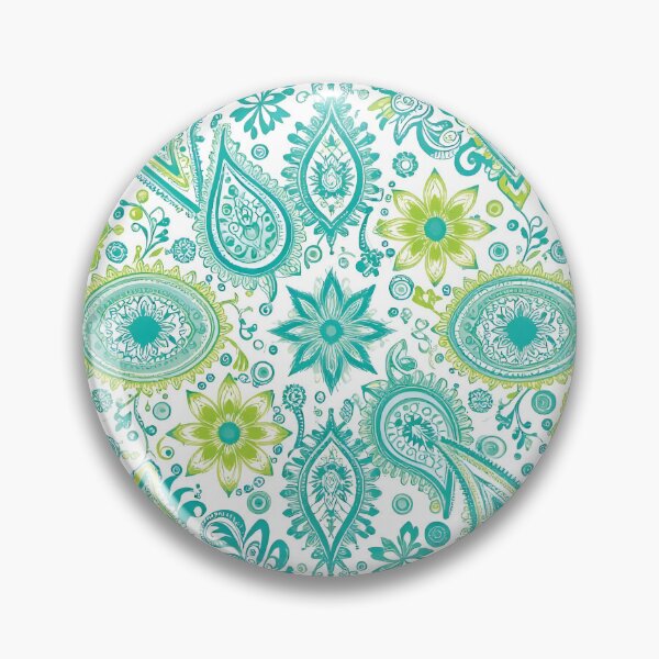 Item preview, Intricate Paisley Pattern in Vibrant Teal and Green Hues designed and sold by Lucia Amaris Art.
