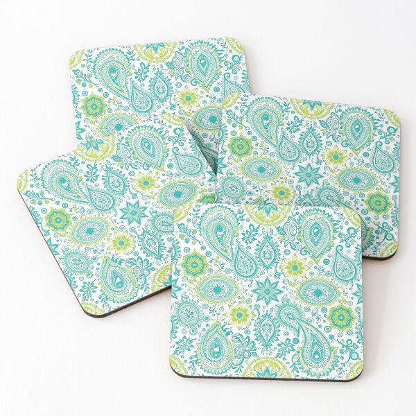 Item preview, Intricate Paisley Pattern in Vibrant Teal and Green Hues designed and sold by Lucia Amaris Art.