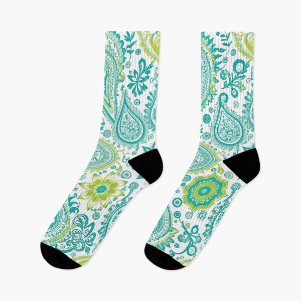 Item preview, Intricate Paisley Pattern in Vibrant Teal and Green Hues designed and sold by Lucia Amaris Art.