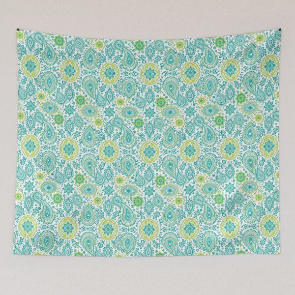 Item preview, Intricate Paisley Pattern in Vibrant Teal and Green Hues designed and sold by Lucia Amaris Art.