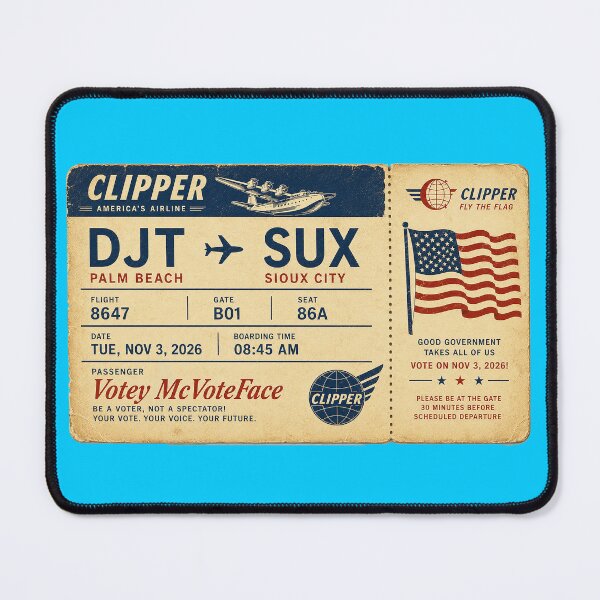 Item preview, ✈️ DJT → SUX Boarding Pass - LAST CALL FOR DEMOCRACY COLLECTION ✈️ - Vintage Classic Clipper - Passenger Votey McVoteFace designed and sold by WheelieGdArt.
