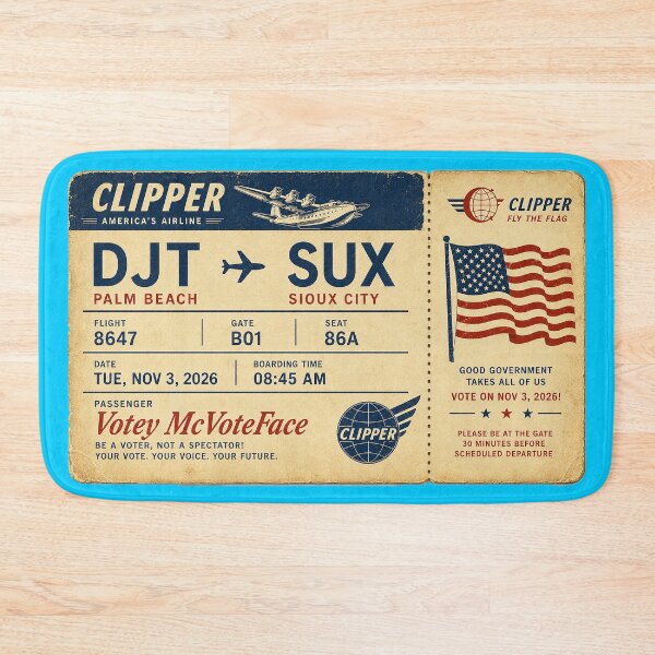 Item preview, ✈️ DJT → SUX Boarding Pass - LAST CALL FOR DEMOCRACY COLLECTION ✈️ - Vintage Classic Clipper - Passenger Votey McVoteFace designed and sold by WheelieGdArt.