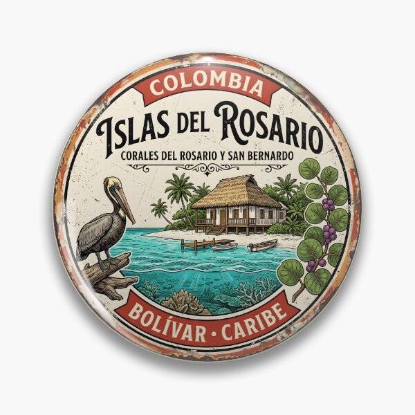 Item preview, Corales del Rosario Sticker — Vintage Caribbean Reef Conservation Badge designed and sold by ColombianaShop.