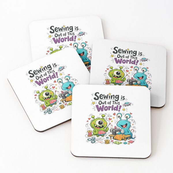 Item preview, Alien Sewing Is Out of This World! Funny Sewing Lover Cartoon Sticker designed and sold by EverStitchStudio ★★★★★.