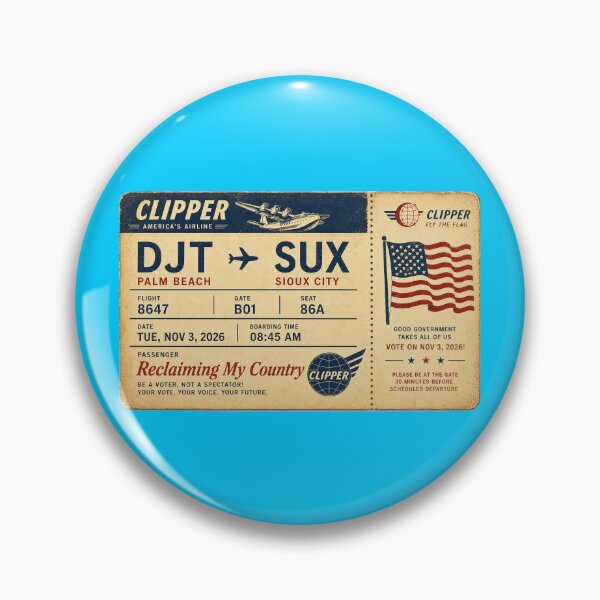 Item preview, ✈️ DJT → SUX Boarding Pass - LAST CALL FOR DEMOCRACY COLLECTION ✈️ - Vintage Classic Clipper - Passenger Reclaiming My Country designed and sold by WheelieGdArt.