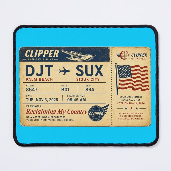 Item preview, ✈️ DJT → SUX Boarding Pass - LAST CALL FOR DEMOCRACY COLLECTION ✈️ - Vintage Classic Clipper - Passenger Reclaiming My Country designed and sold by WheelieGdArt.