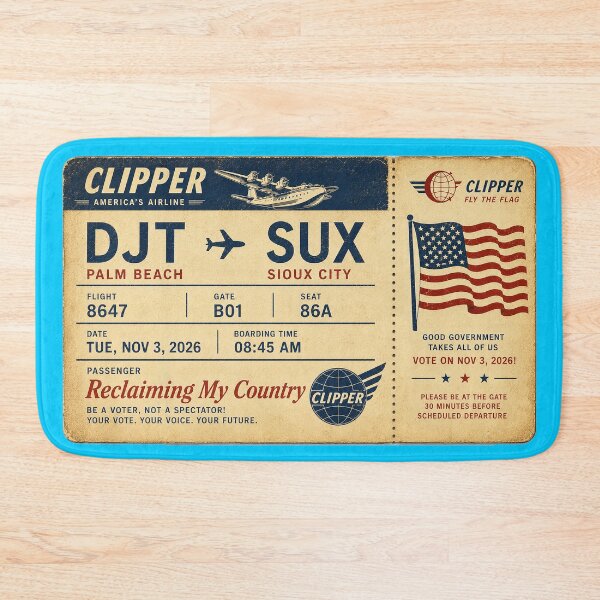Item preview, ✈️ DJT → SUX Boarding Pass - LAST CALL FOR DEMOCRACY COLLECTION ✈️ - Vintage Classic Clipper - Passenger Reclaiming My Country designed and sold by WheelieGdArt.