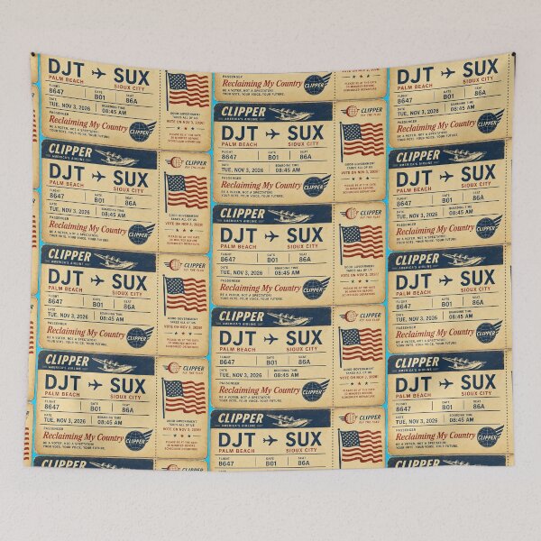 Item preview, ✈️ DJT → SUX Boarding Pass - LAST CALL FOR DEMOCRACY COLLECTION ✈️ - Vintage Classic Clipper - Passenger Reclaiming My Country designed and sold by WheelieGdArt.