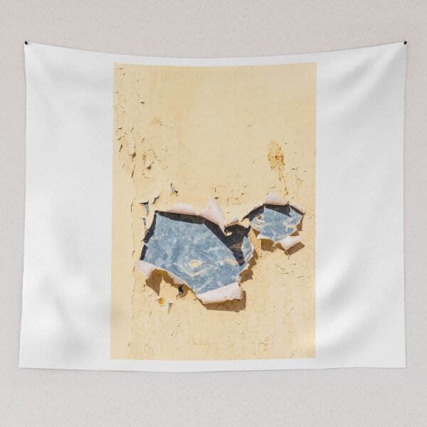 Item preview, Peeling Yellow Wall With Exposed Dark Plaster And Weathered Paint Texture designed and sold by Nmallia.