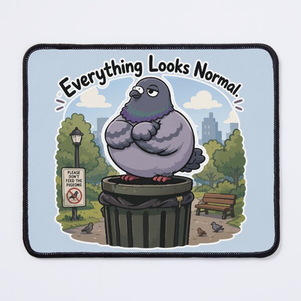 Item preview, Everything Looks Normal Funny Pigeon Trash Can Bird Meme Sticker designed and sold by SimplePoDesign.