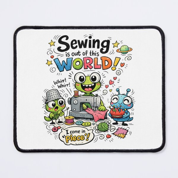 Item preview, Alien Sewing Is Out of This World! Funny Sewing Lover Cartoon Sticker designed and sold by EverStitchStudio ★★★★★.