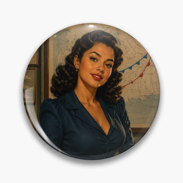 Item preview, 1940s Meteorologist Pin Up Art | Vintage Weather Girl Retro Office Illustration designed and sold by MissSaylor.