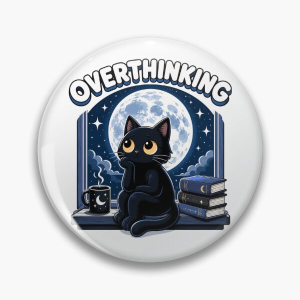 Item preview, Overthinking Black Cat Cozy Night Reading Aesthetic designed and sold by the-dovlat.