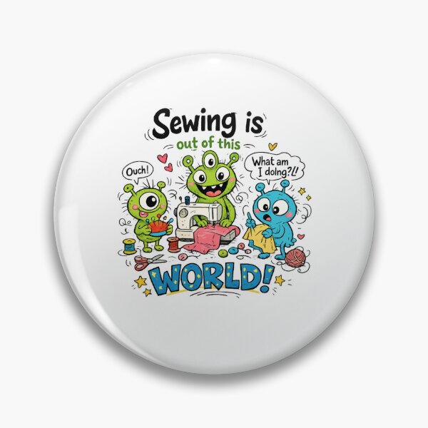 Item preview, Alien Sewing Is Out of This World! Funny Sewing Lover Cartoon Sticker designed and sold by EverStitchStudio ★★★★★.
