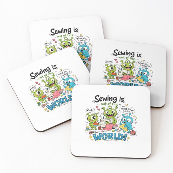 Item preview, Alien Sewing Is Out of This World! Funny Sewing Lover Cartoon Sticker designed and sold by EverStitchStudio ★★★★★.