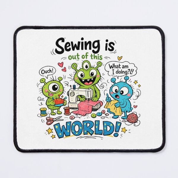 Item preview, Alien Sewing Is Out of This World! Funny Sewing Lover Cartoon Sticker designed and sold by EverStitchStudio ★★★★★.