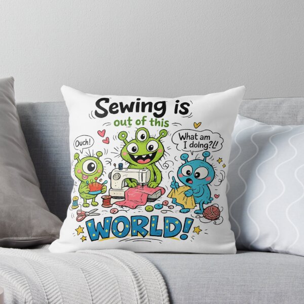 Item preview, Alien Sewing Is Out of This World! Funny Sewing Lover Cartoon Sticker designed and sold by EverStitchStudio ★★★★★.