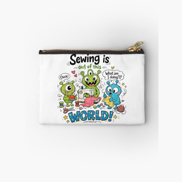 Item preview, Alien Sewing Is Out of This World! Funny Sewing Lover Cartoon Sticker designed and sold by EverStitchStudio ★★★★★.