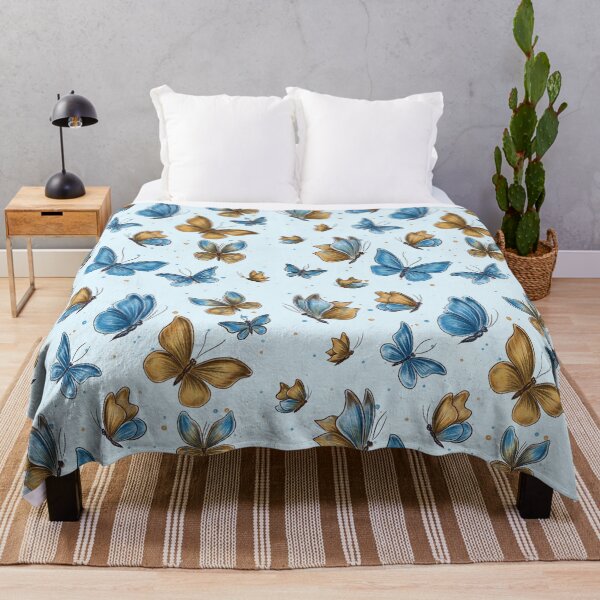 Item preview, Butterflies, blue and gold butterflies, butterfly pattern, wildlife, nature conservation, summer pattern designed and sold by ArtbySvetik.