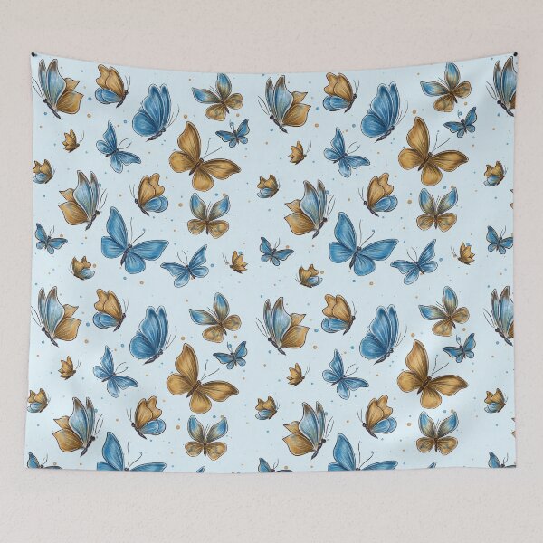 Item preview, Butterflies, blue and gold butterflies, butterfly pattern, wildlife, nature conservation, summer pattern designed and sold by ArtbySvetik.