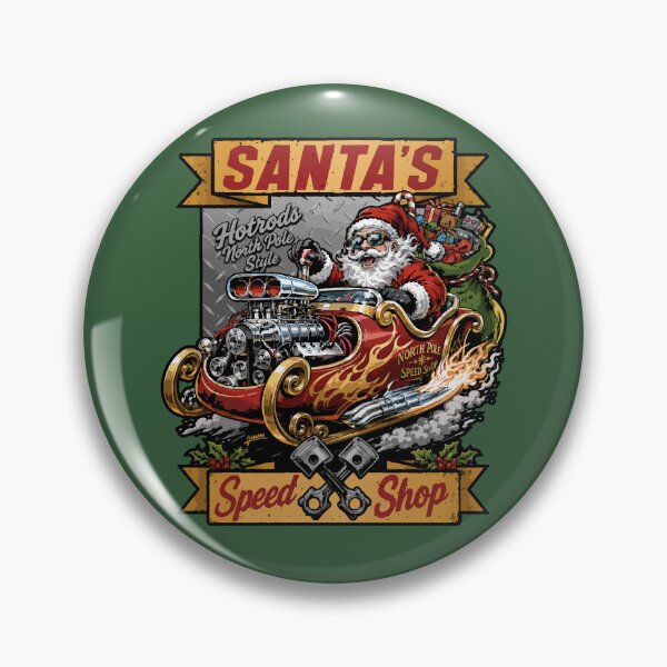 Item preview, Hotrod Santa Speed Shop North Pole Sleigh Dragster Garage Christmas Art designed and sold by hobrath.
