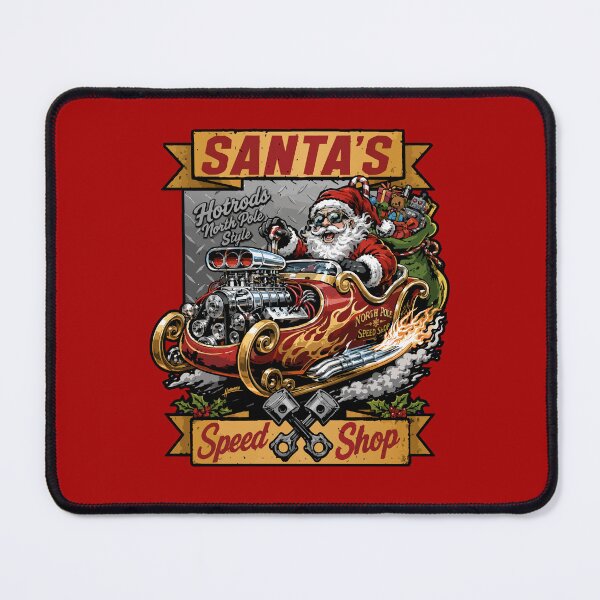 Item preview, Hotrod Santa Speed Shop North Pole Sleigh Dragster Garage Christmas Art designed and sold by hobrath.