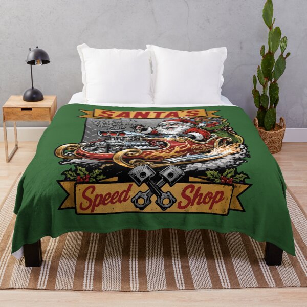 Item preview, Hotrod Santa Speed Shop North Pole Sleigh Dragster Garage Christmas Art designed and sold by hobrath.
