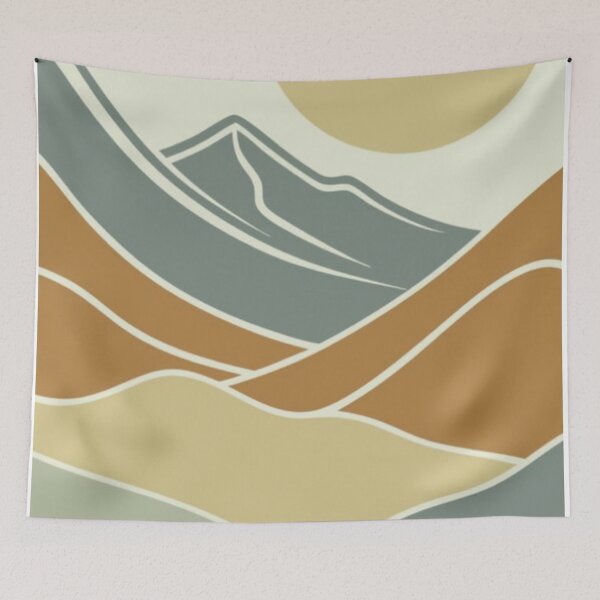 Item preview, Boho Minimalist Mountain Landscape - Earth Tone Mid Century Modern Sun designed and sold by LYAN-STORE.
